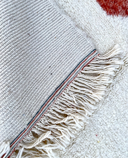SABRINA Azilal cream abstract color block Moroccan rug back view showing traditional handwoven construction, by NURA