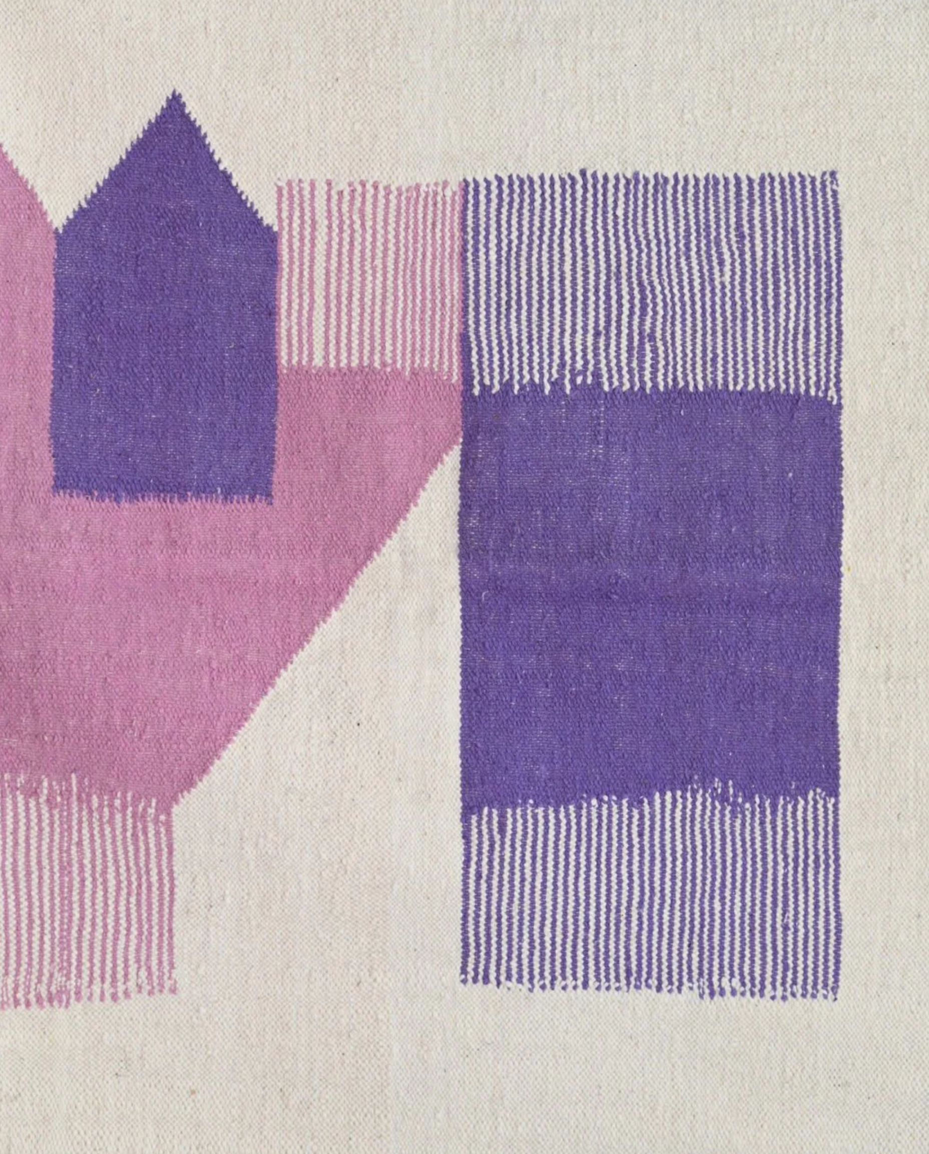 SADIA Azilal cream color block Moroccan rug close-up showing hand-knotted wool texture and pile detail, by NURA