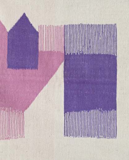 SADIA Azilal cream color block Moroccan rug close-up showing hand-knotted wool texture and pile detail, by NURA