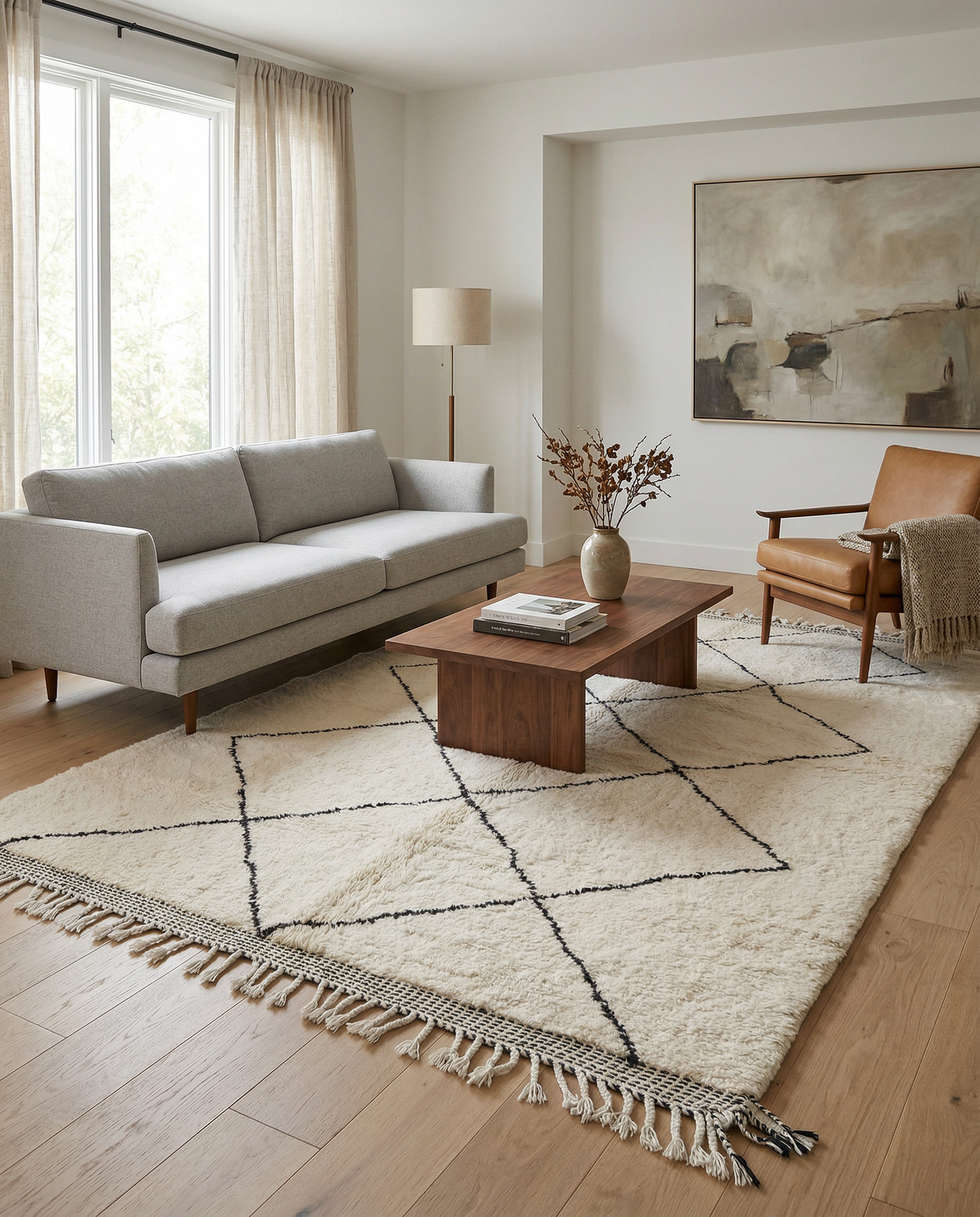 SALWA Moroccan rug in a modern living room by NURA