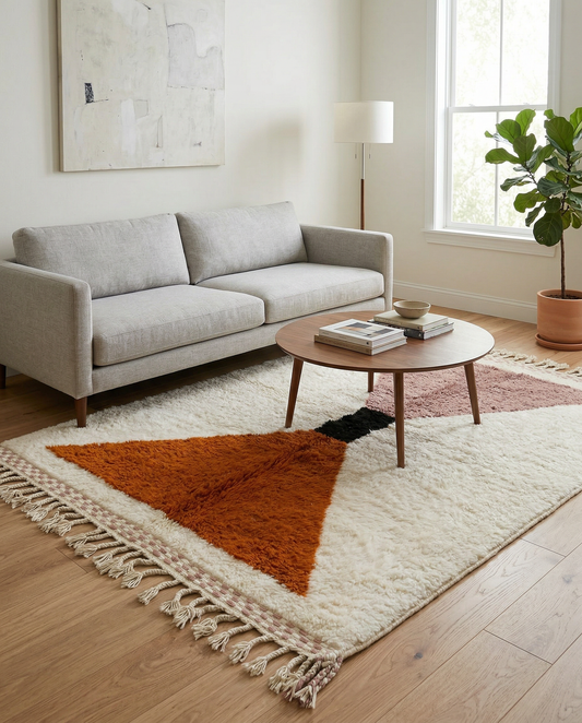 SARA Moroccan rug in a modern living room by NURA