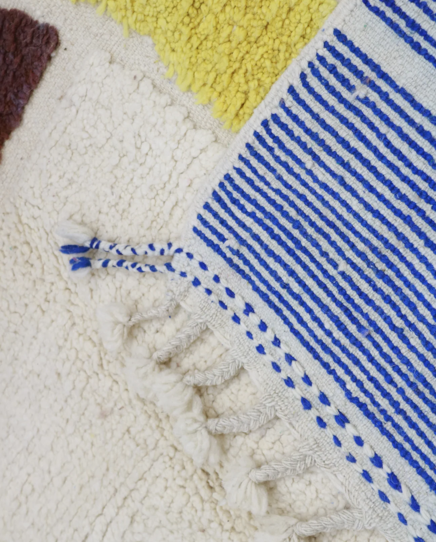SEKINA Azilal cream abstract color block Moroccan rug back view showing traditional handwoven construction 1, by NURA