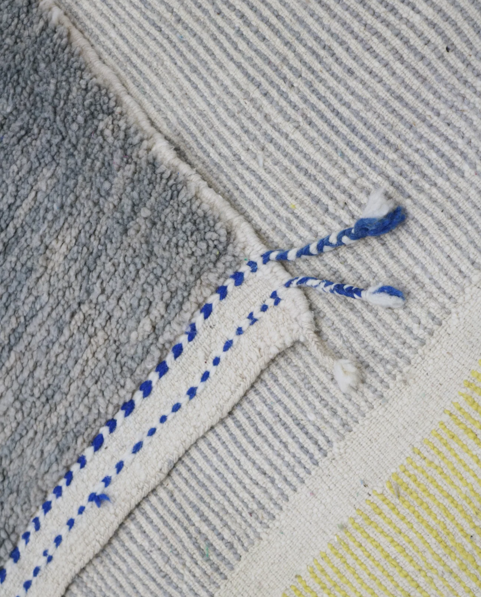 SEKINA Azilal cream abstract color block Moroccan rug back view showing traditional handwoven construction 2, by NURA