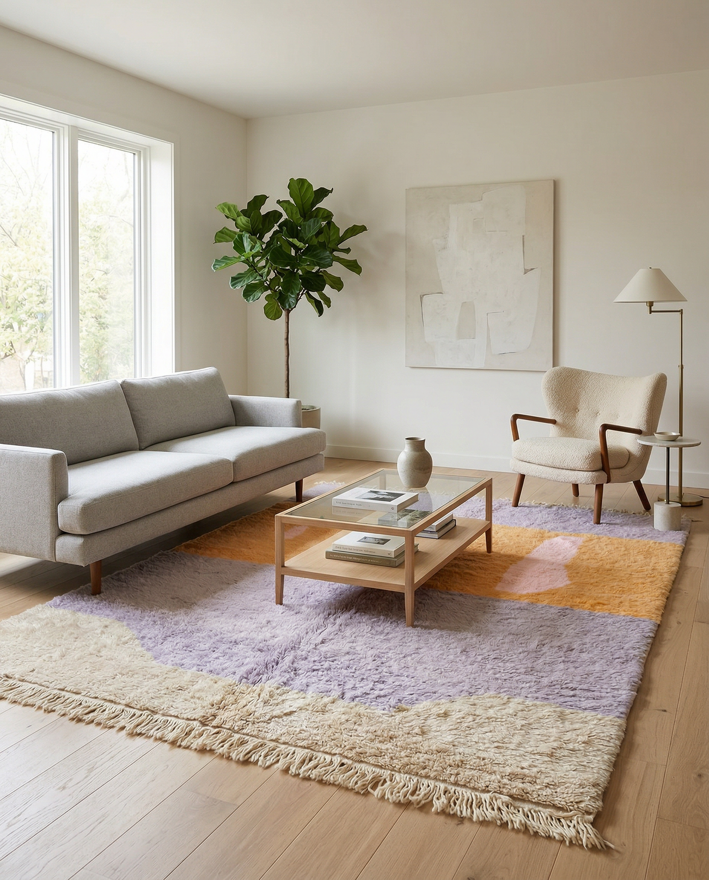 SIRINE Moroccan rug in a modern living room by NURA