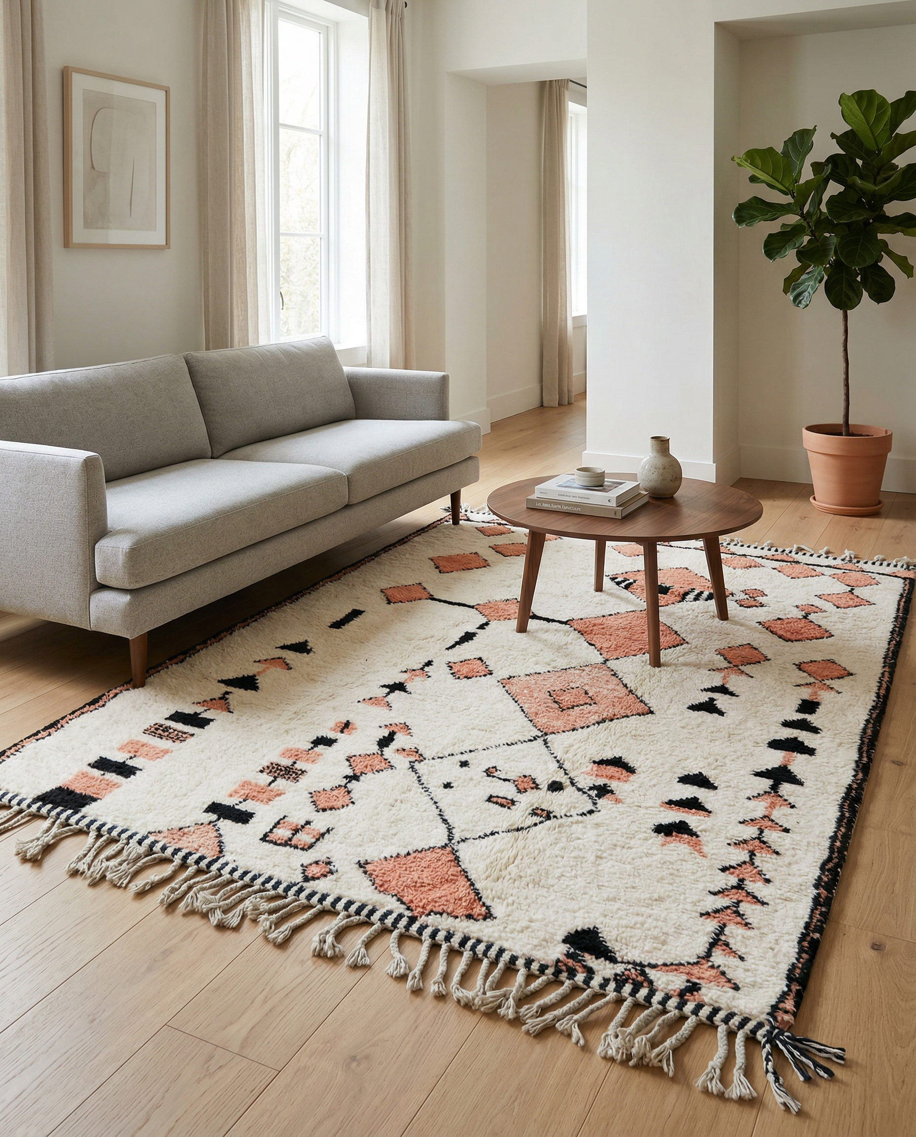 SOUHAILA Moroccan rug in a modern living room by NURA