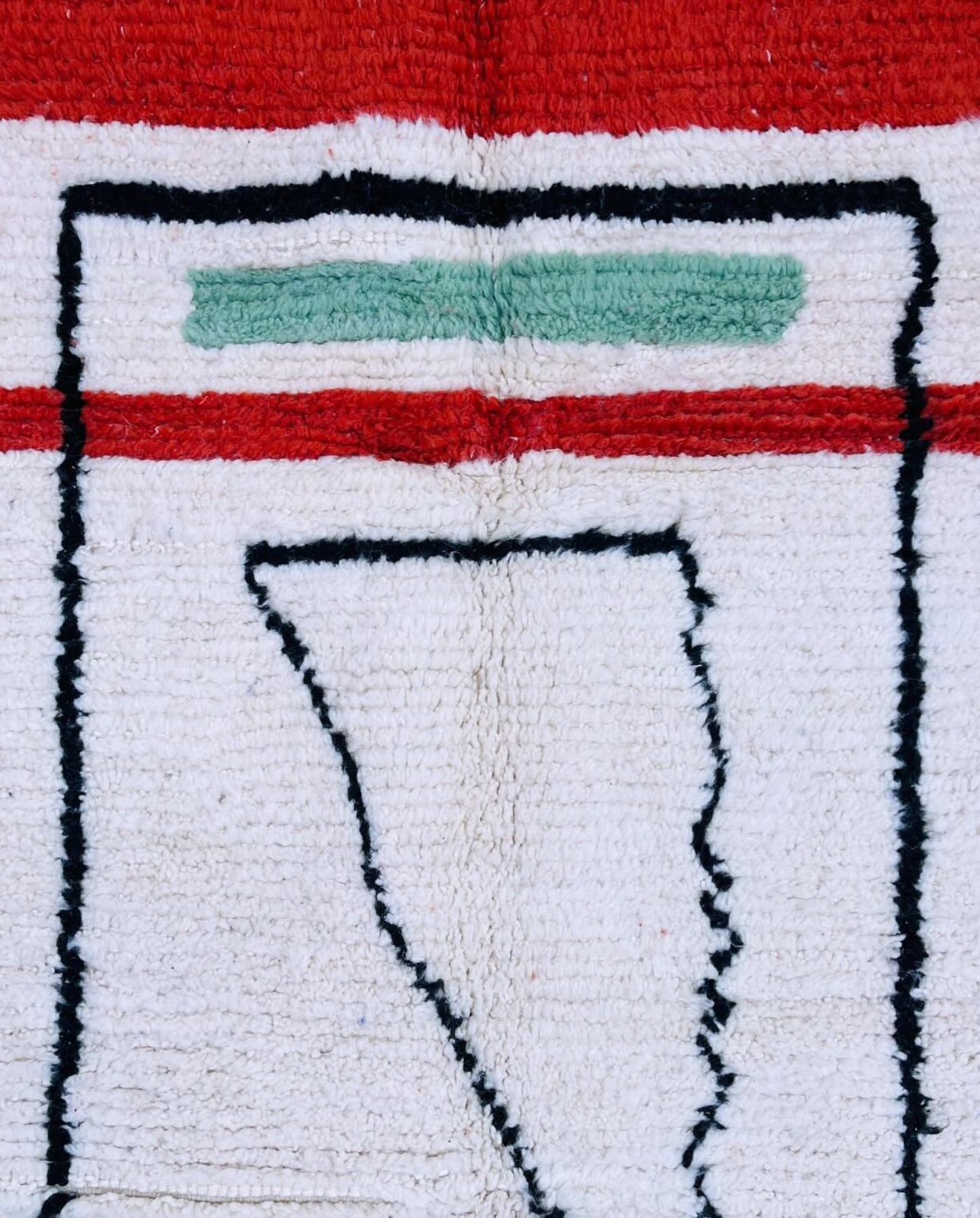 SOUKAINA Azilal cream abstract color block Moroccan rug close-up showing hand-knotted wool texture and pile detail 1, by NURA