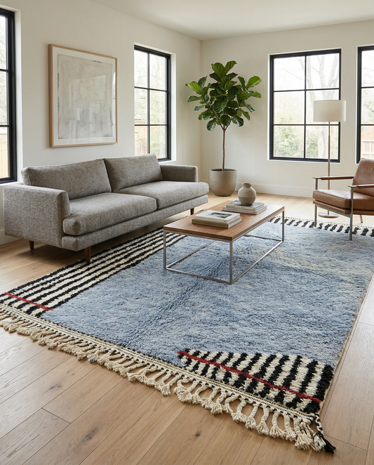 YASMINE Moroccan rug in a modern living room by NURA