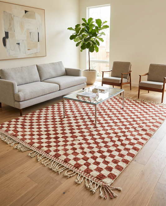 ZAHIA Moroccan rug in a modern living room by NURA